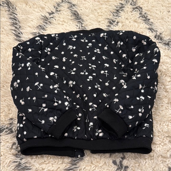 Black Floral Girls Quilted Jacket from Paris! Size 6 - Picture 5 of 8